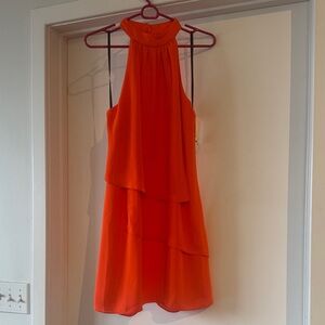 Laundry By Shelli Segal Orange Layered Halter Dress